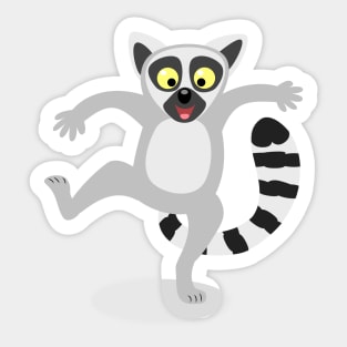 Cute ring tail lemur dancing cartoon illustration Sticker